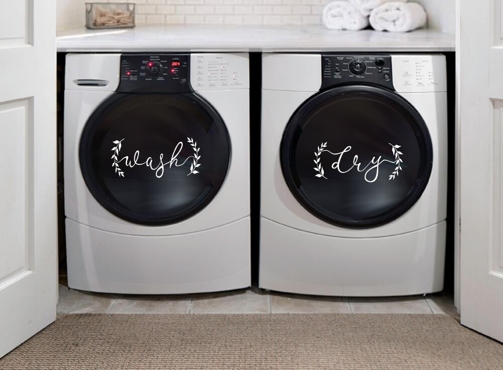 BERRYZILLA Farmhouse Style Wash and Dry Decal For Washing Machine Dryer Laundry