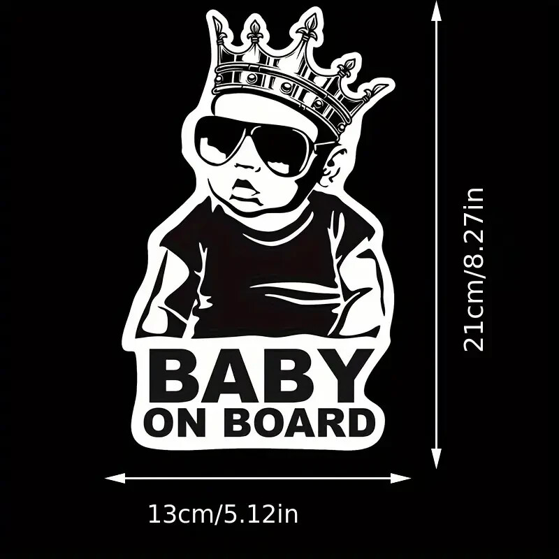 Funny Baby On Board Decal – 5"x8" – Safety Sign for Vehicle Window