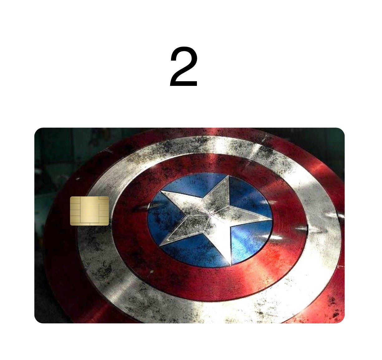 2 Captain America Premium Print Bank Card Vinyl Skins Small Chip. Choose Any 2