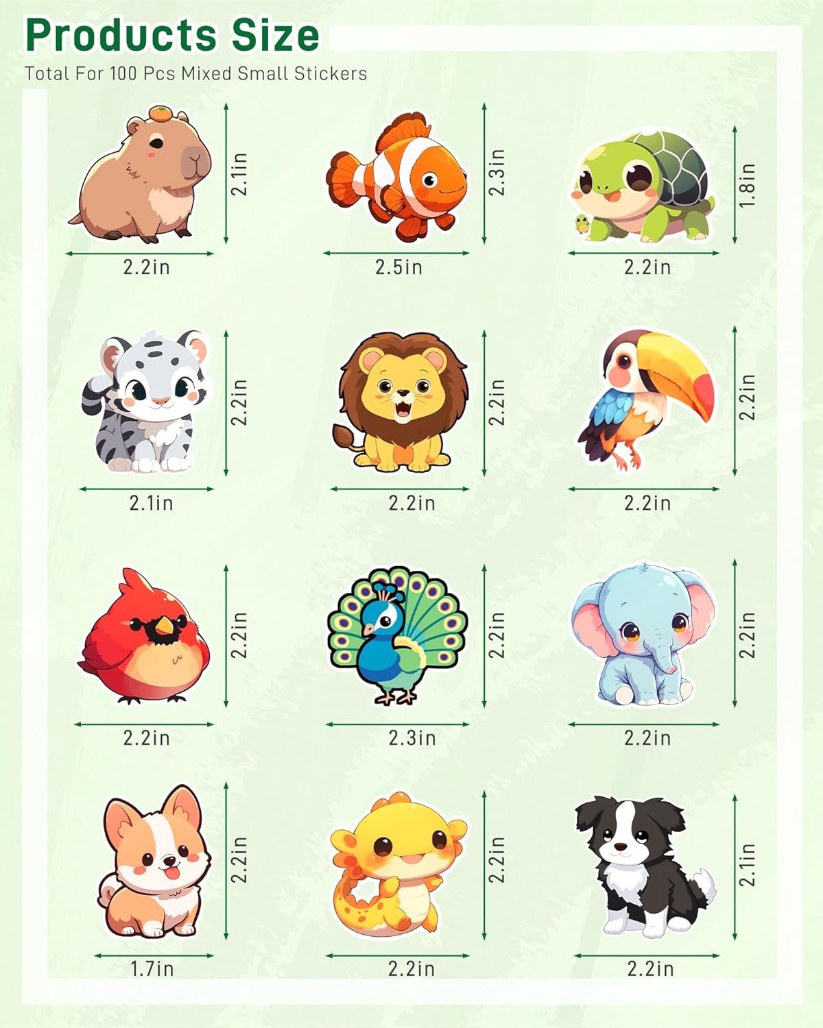 100 Pcs Cute Cartoon Animal Stickers Pack for Teens Adults Kids | Waterproof …