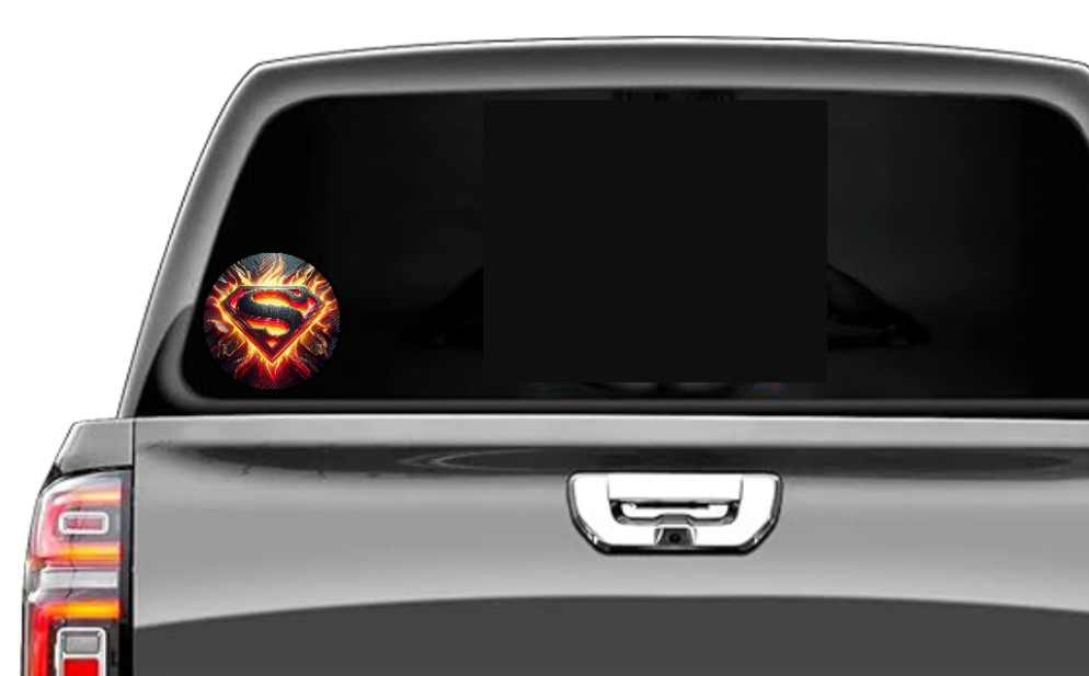 Superman (Fire Logo) 4" Vinyl Decal Car Cooler Laptop Truck Trailer Grill Decor