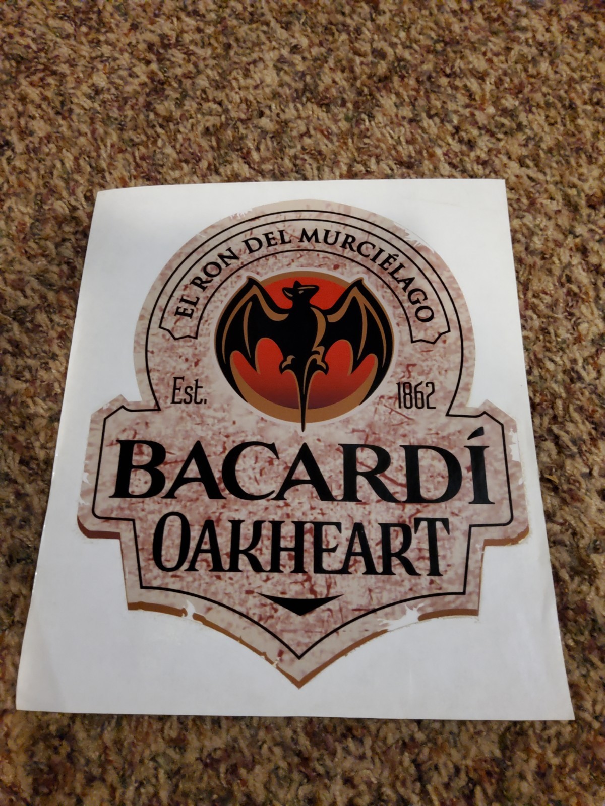 Bacardi Oakheart Rum Large Decal Vinyl Stickers 10.5" x 8.5" Bar Sign