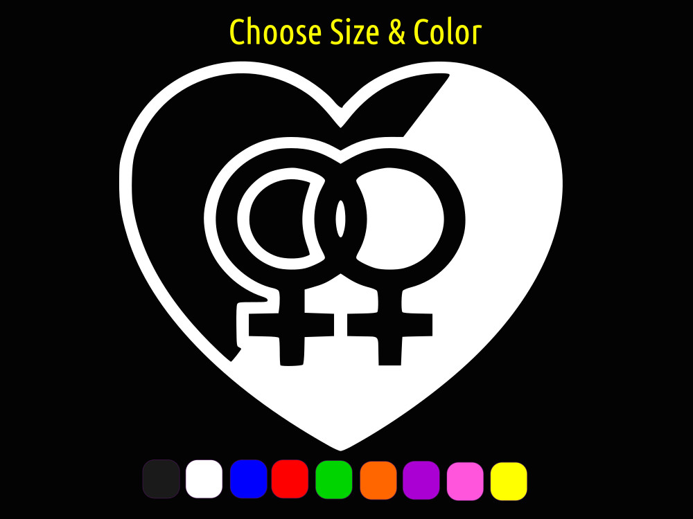Women Symbol Lesbian Heart LGBTQ Pride Vinyl Window Sticker CHOOSE SIZE COLOR