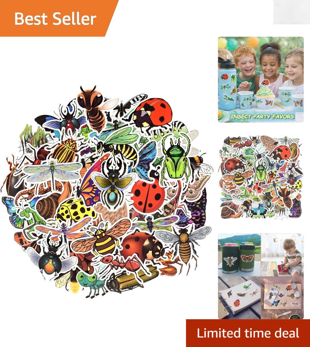 Fun Insect Vinyl Stickers for Kids – 50PCS Waterproof Decor for All Occasions