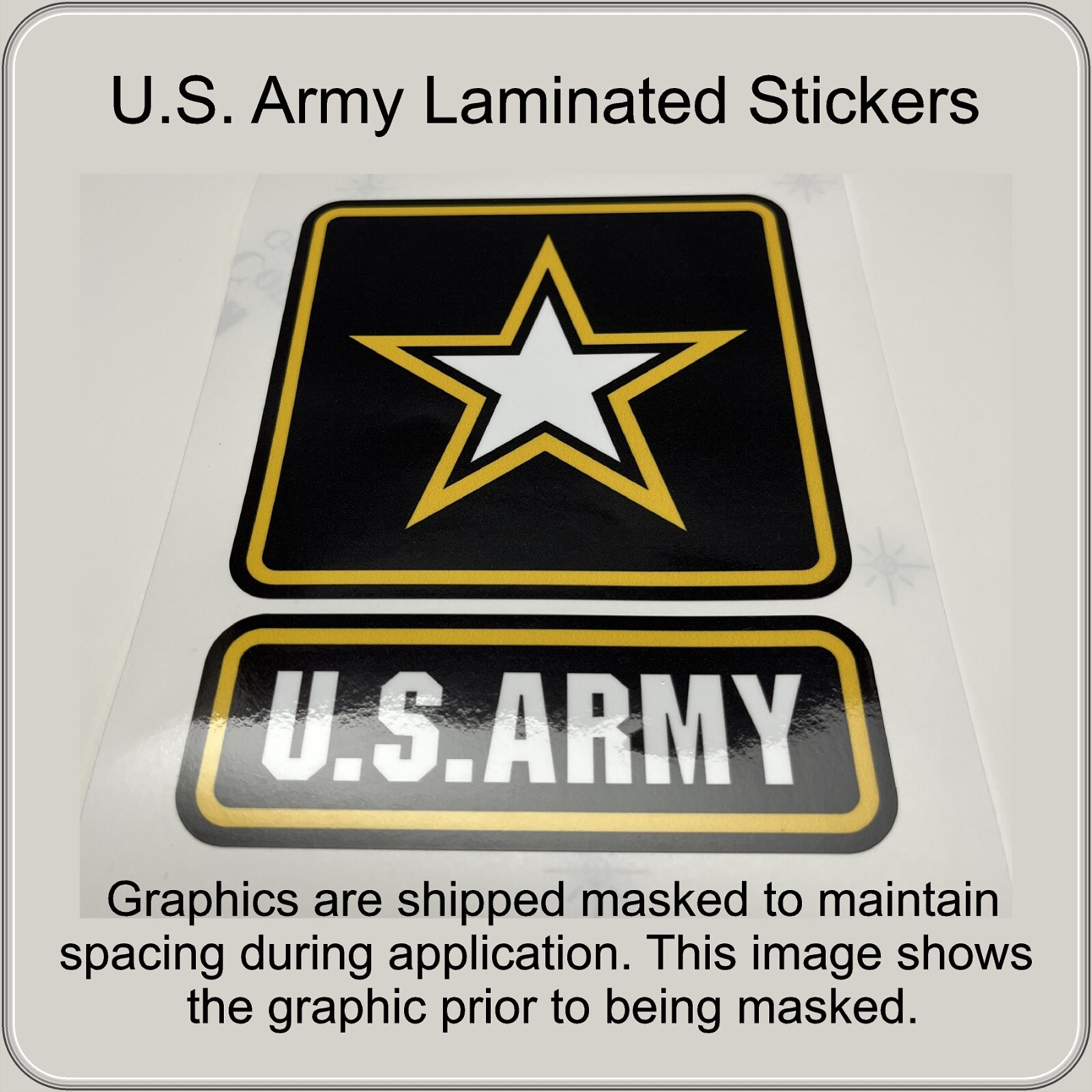 US ARMY Logo Laminated & Masked Stickers Choose from 3", 4", 5", 6" or 7" Tall