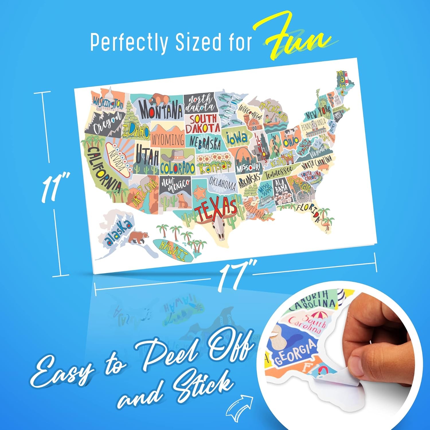 RV State Map Decal 50 US States Vinyl Bumper Sticker for RVs Campers