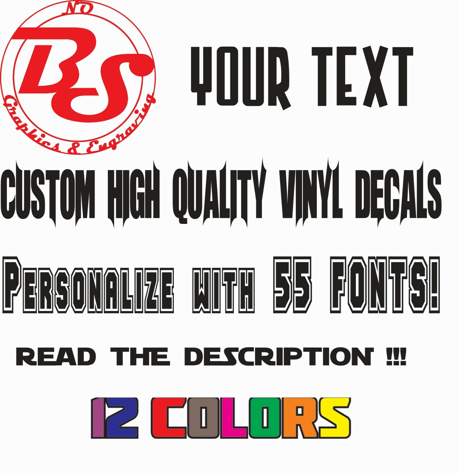2-9" Custom Personalized Name Vinyl Decal Sticker For Wall Window Car Decor noBS