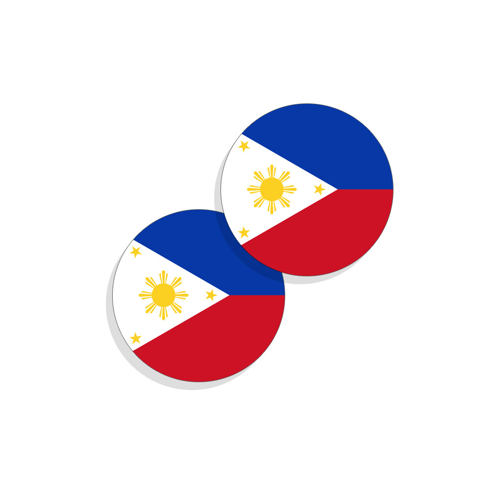 Philippine Flag Stickers Flag Decals Vinyl Stickers Round Set of 4 Philippines
