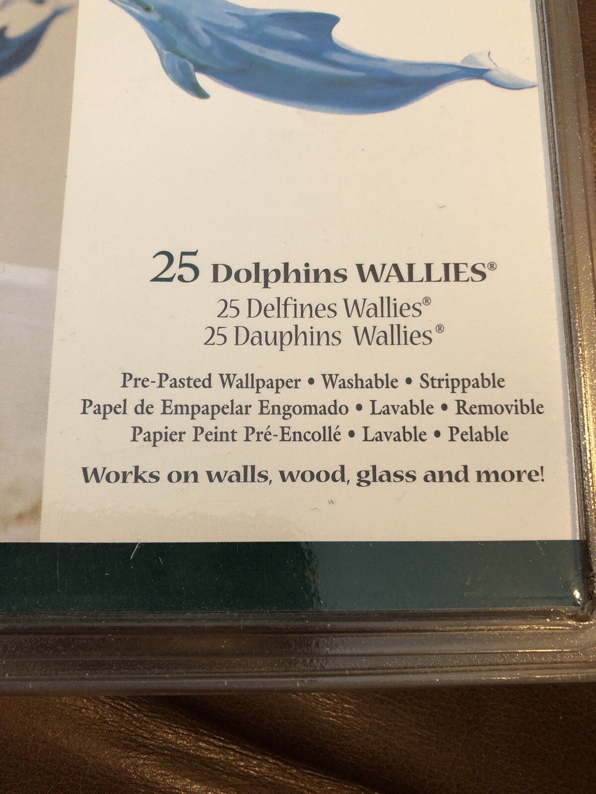 WALLIES Wallpaper Cutouts 25 Blue Dolphins Washable Pre-Pastes Strippable