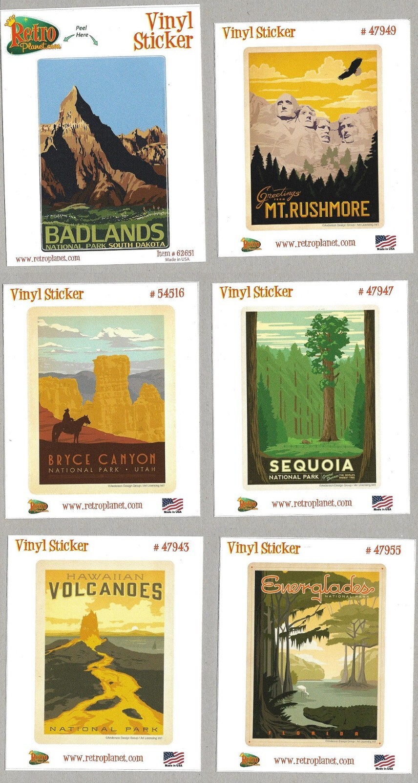 Retro Planet – Great National Parks Vinyl Sticker Set