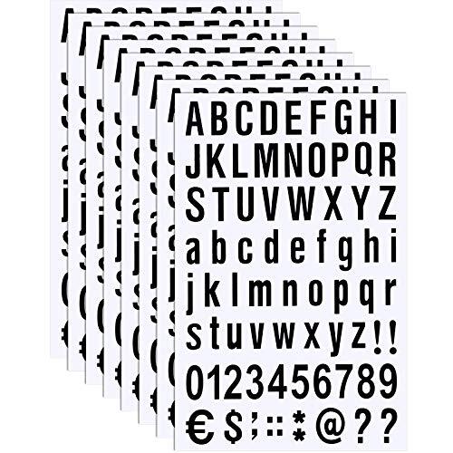 8 Sheets Self Adhesive Vinyl Letters Numbers Kit, Mailbox Numbers 1 Inch Black