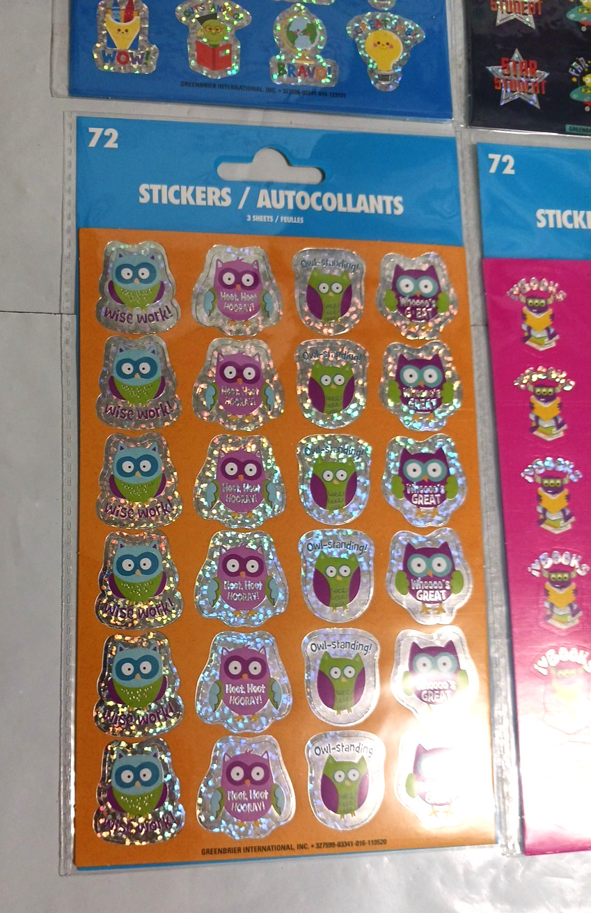 Foiled sticker school, home awards for kids + teachers 8 packs 576 foil stickers