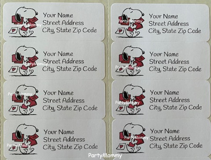 Snoopy Valentine's Personalized Return Address Labels, 2.625" x 1",Stickers