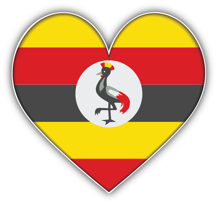 Uganda Heart Flag Car Bumper Sticker Decal