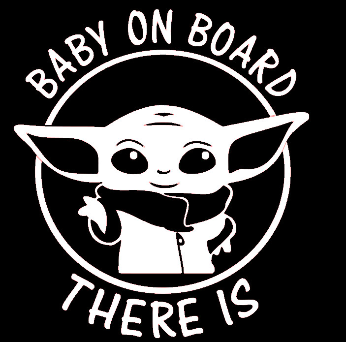 BABY YODA, GROGU, BABY ON BOARD, FULL, Decal Stickers for Cars, Window, Laptops
