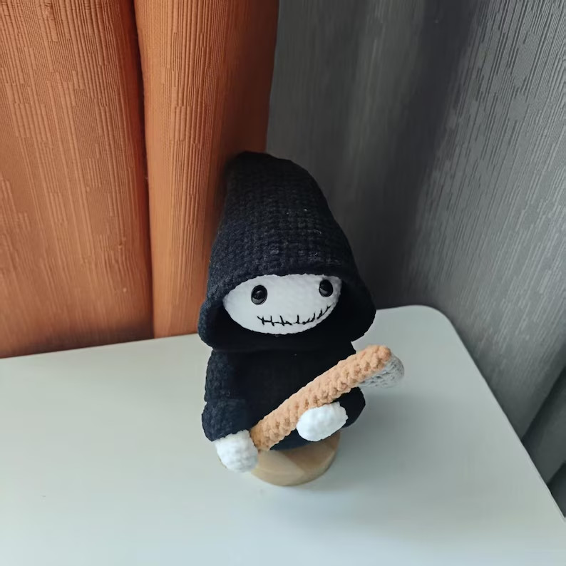 Halloween Crochet Death Car Hanging Ornament Handmade Spooky Decor