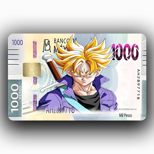 2-Pack Golden Haired Anime Warrior Credit Card Skin | Spiky Hair Swordsman Decal
