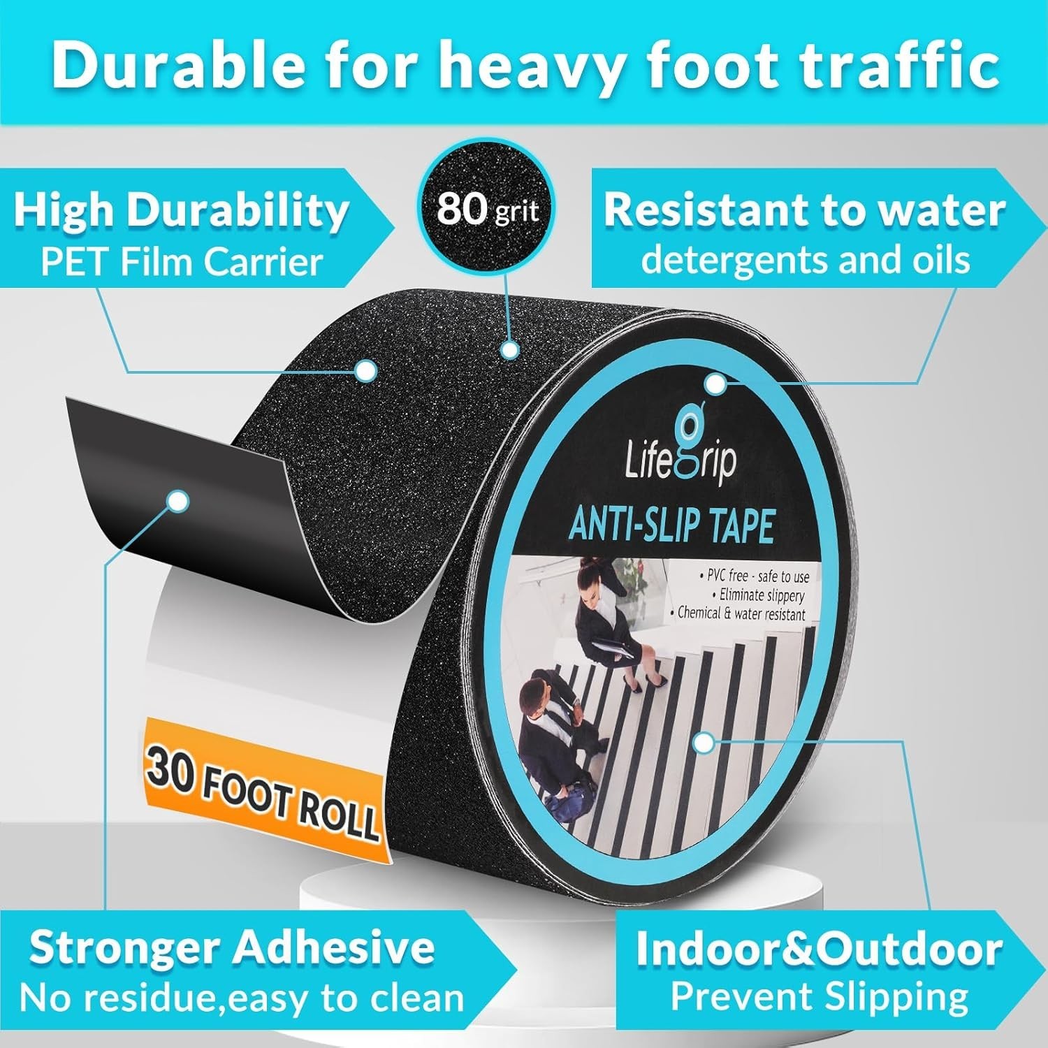 Anti Slip Tape – 4" X 30 ft – Grip & Friction Tape for Outside Steps,