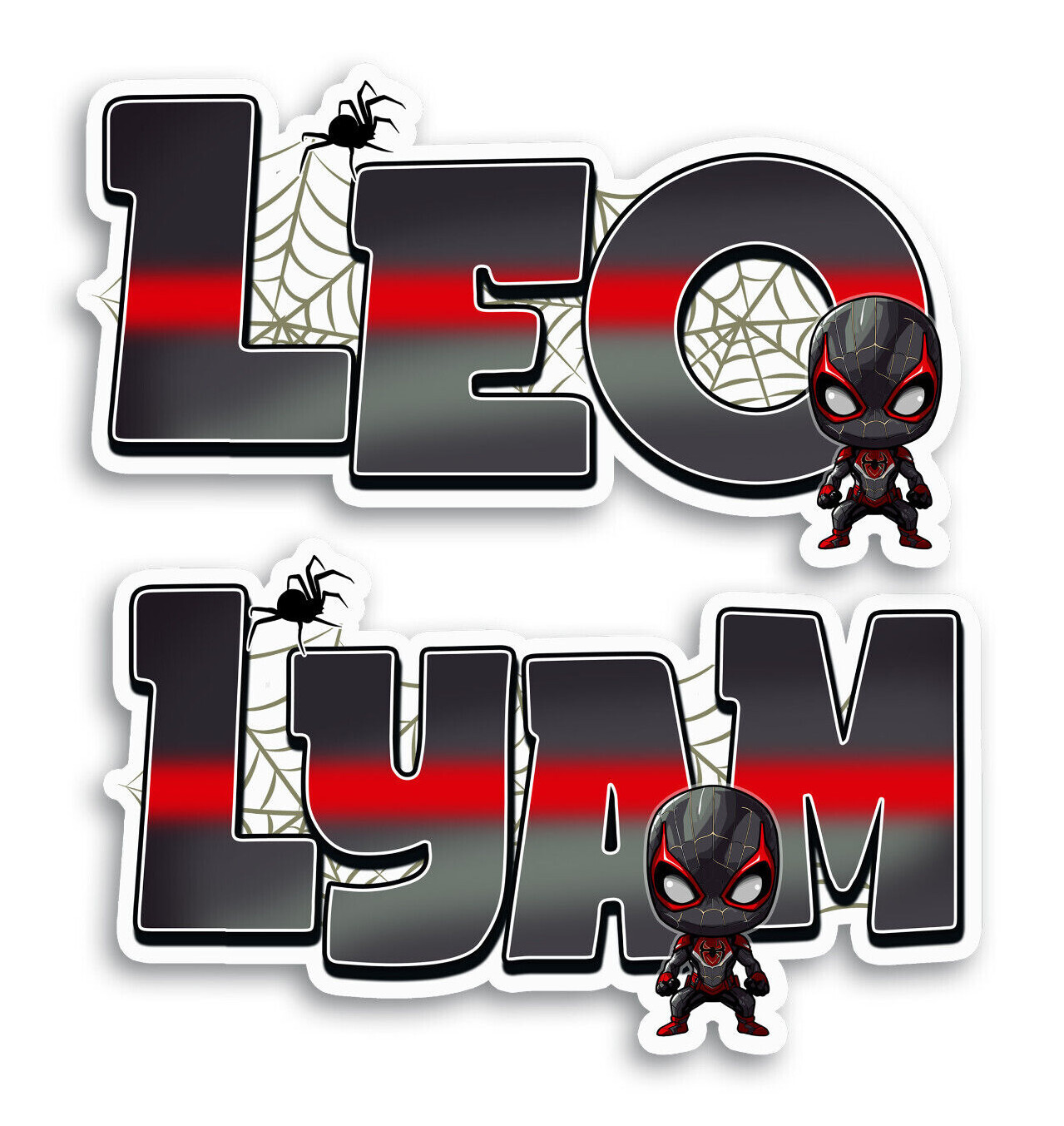 Custom Name Sticker, Personalized Decal, Spider Hero, Web-Slinger Cool Superhero