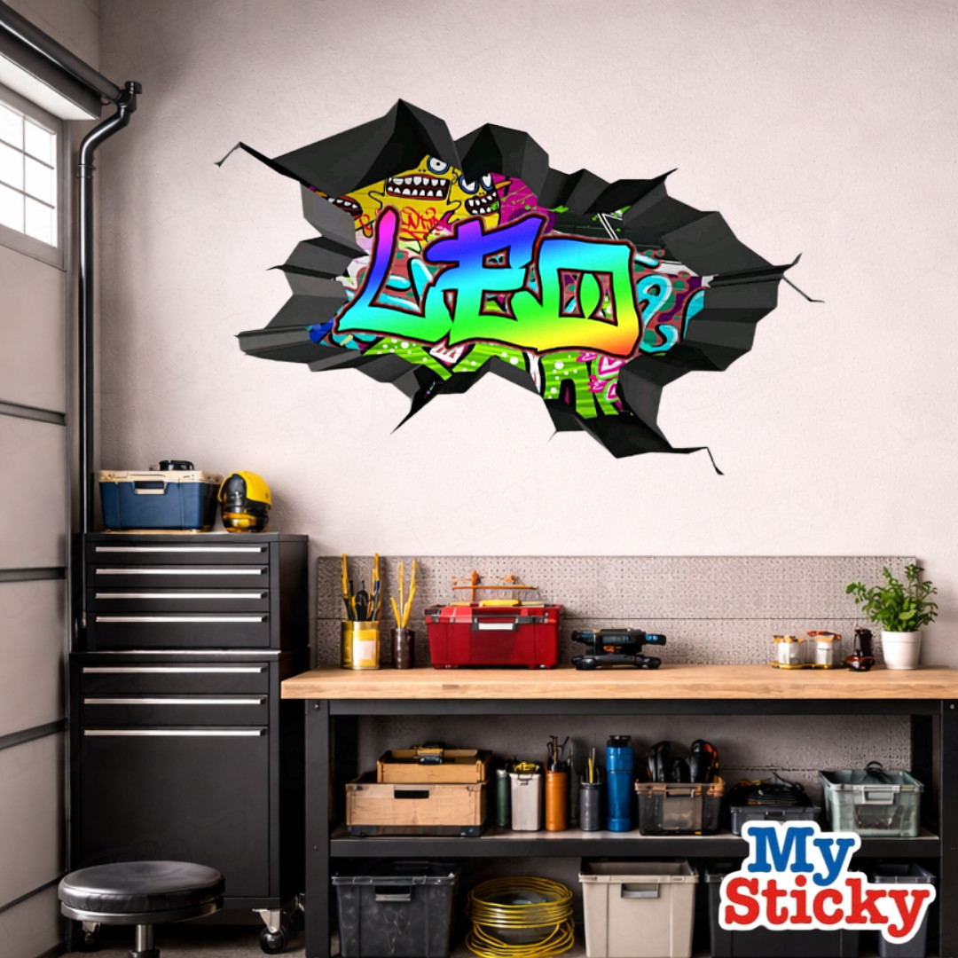 Custom Text Island Style Graffiti Name Wall Decal Personalized Sticker Decor NEW