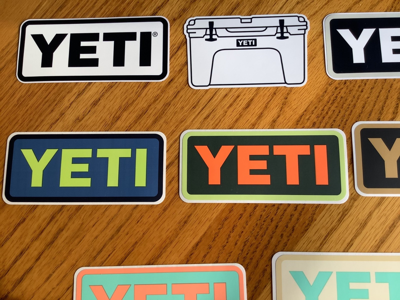 (7) YETI Logo Sticker/Decal Lot 4" Various Colors + (1) Cooler Decal Authentic