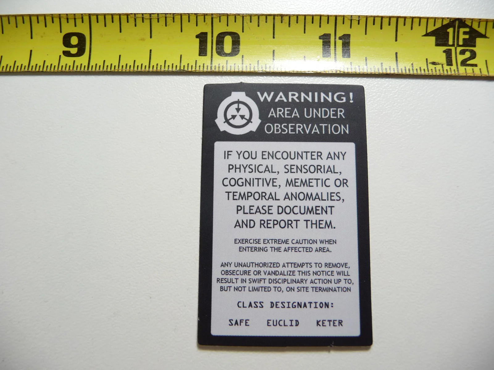 WARNING AREA UNDER OBSERVATION TEMPORAL ANOMALIES SMALL STICKER DECAL MINI