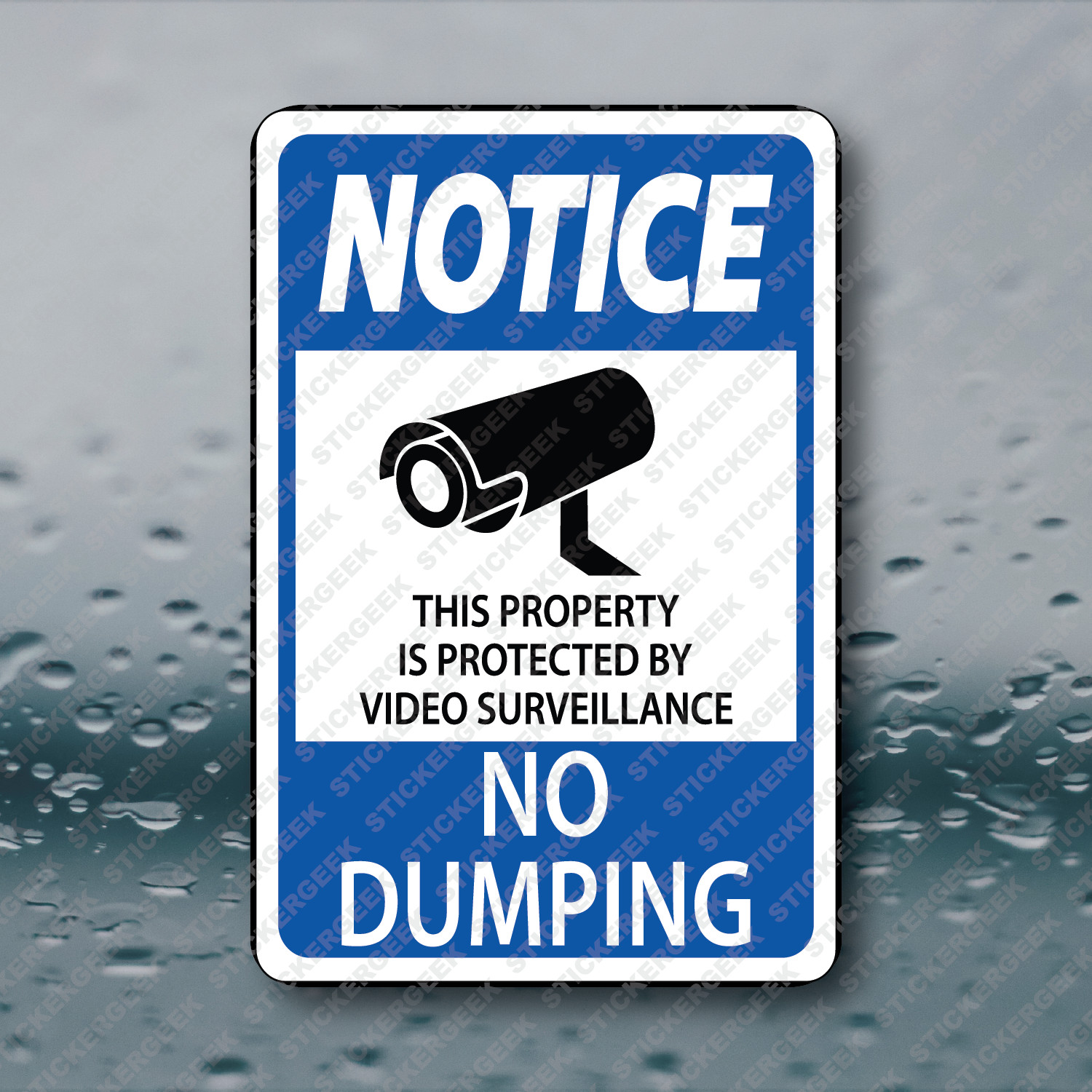 Notice No Dumping CCTV Surveillance 24Hr Security Camera Vinyl Sticker 2×3