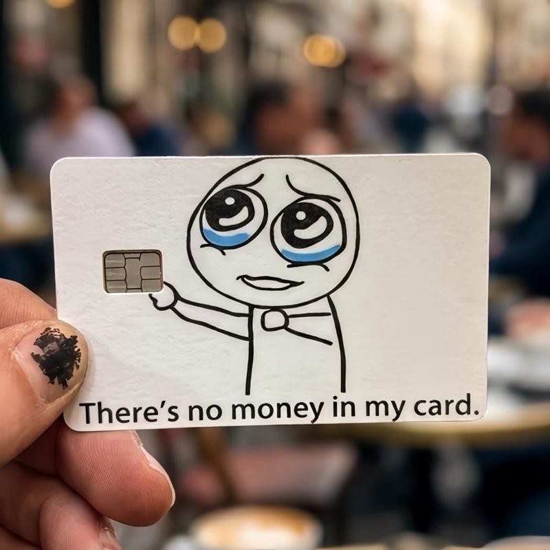 No Money Credit Debit Card Skin Cover Sticker Chip Funny Decal – 2 Pack