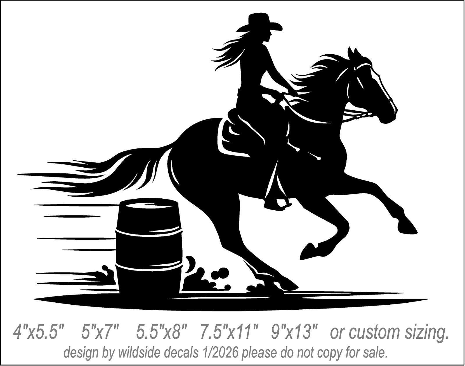 Female Barrel Racer Vinyl Decal car window horse trailer sticker