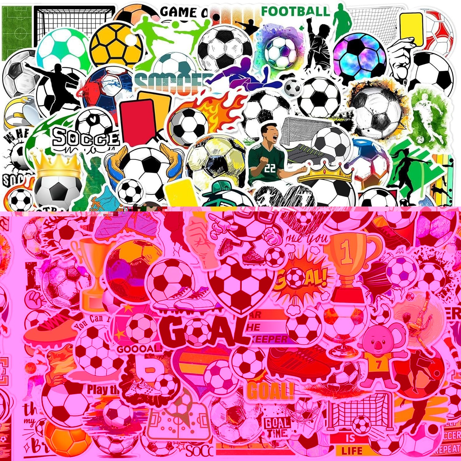 100pcs Soccer Sport Stickers for Kids, Cool Soccer Waterproof Vinyl Decal for…
