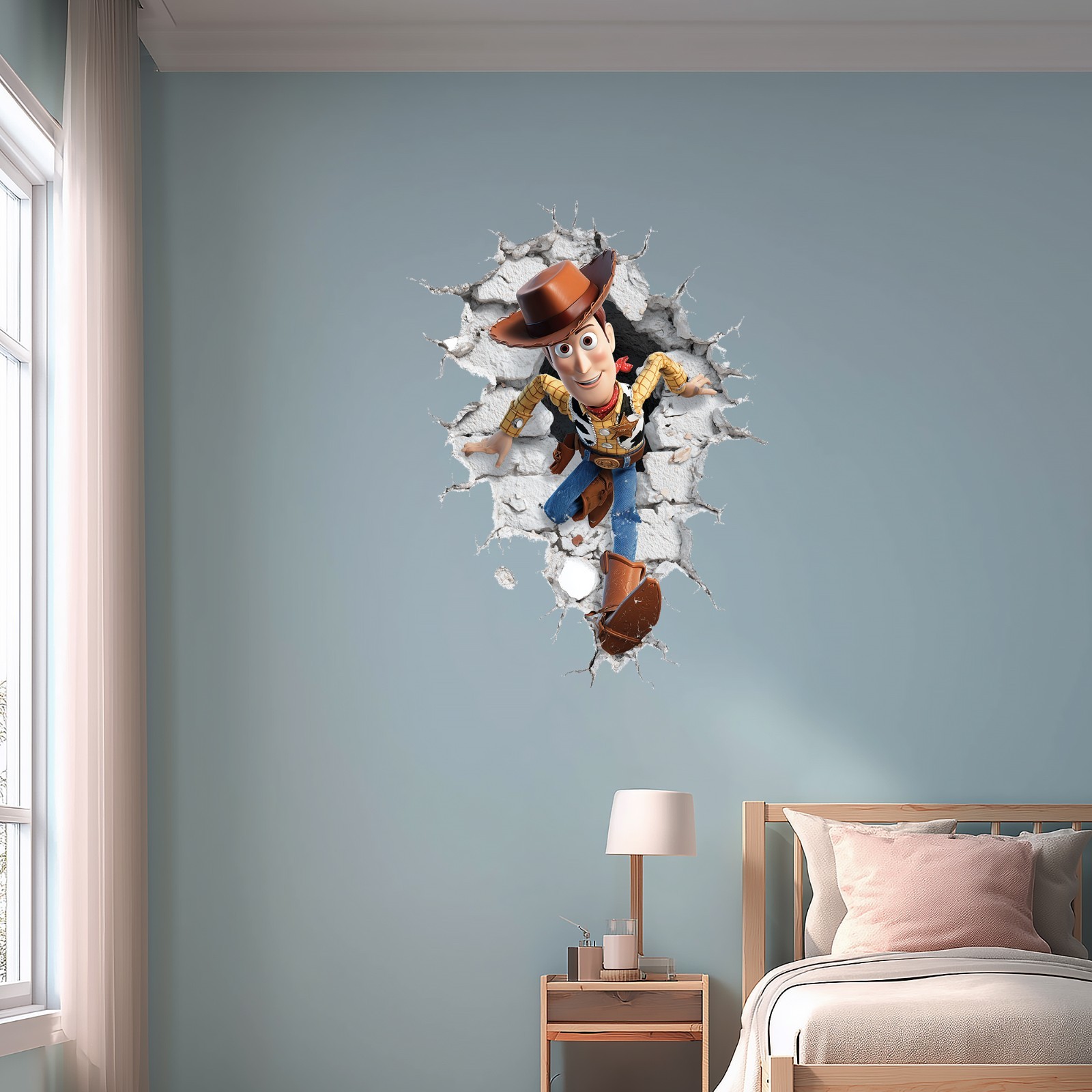 Toy Story Woody Wall Cracked Smashed High Quality Vinyl Glossy DIY Sticker Wall