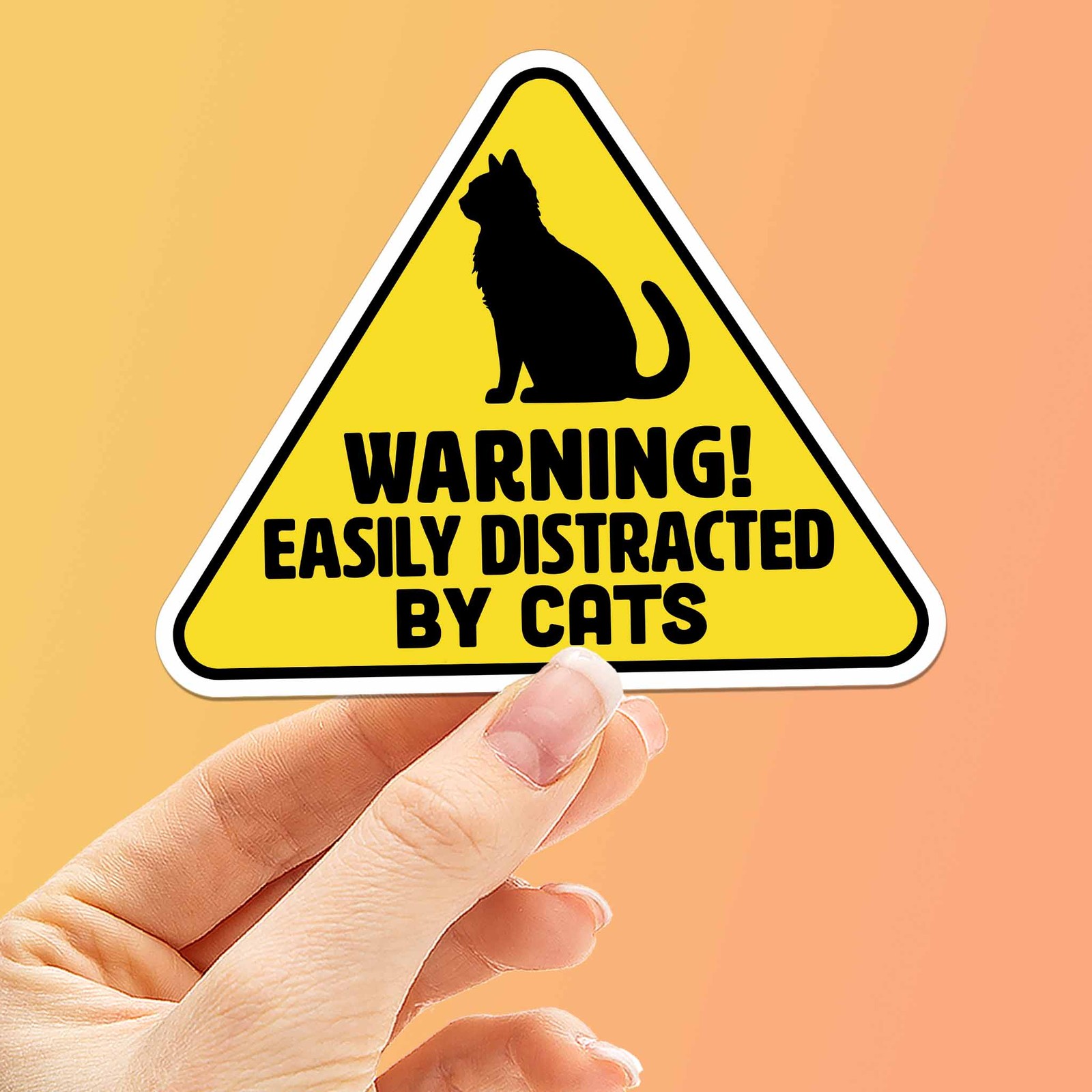Easily Distracted by Cats Sticker – Funny Animal Quote Decal