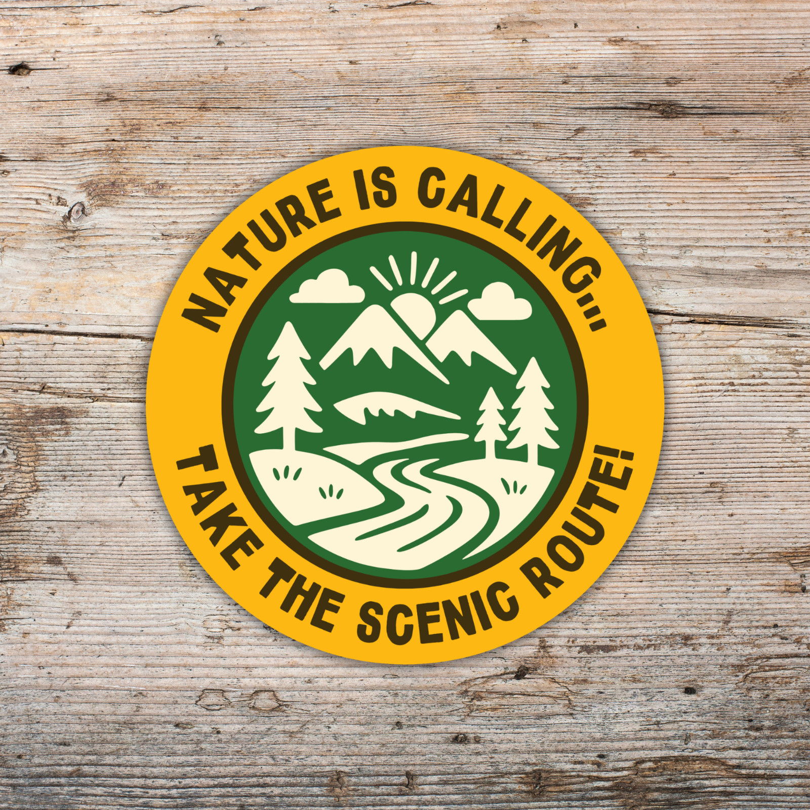 Nature Is Calling Sticker Scenic Route Camping Hiking Outdoor Decal