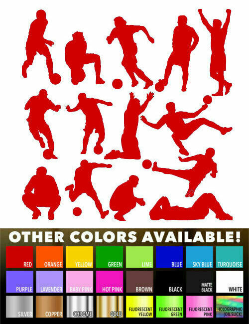 14 Soccer Players Vinyl Sticker Childrens Room Wall Decal Nursery home party kid