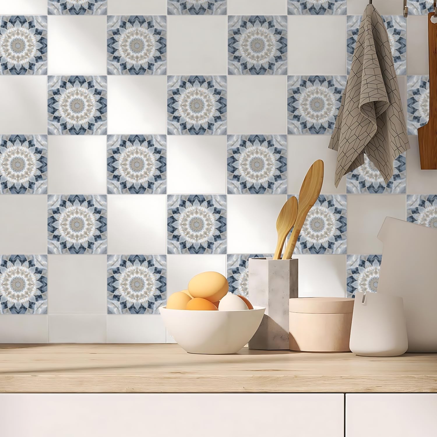 Wall Tiles Peel and Stick Waterproof – 24 Pcs (6×6 Inch) Wall Stickers Backsp…