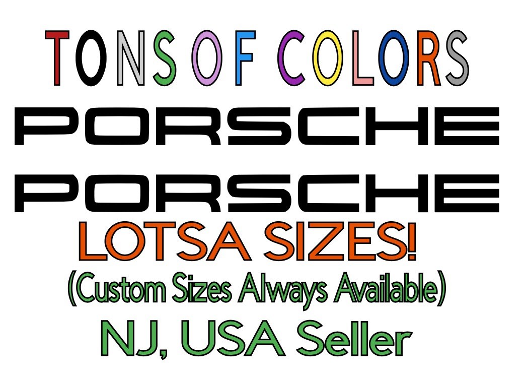 TWO PORSCHE Die Cut Vinyl Decals Fits 944 911 German Luxury Sports Car Carrera