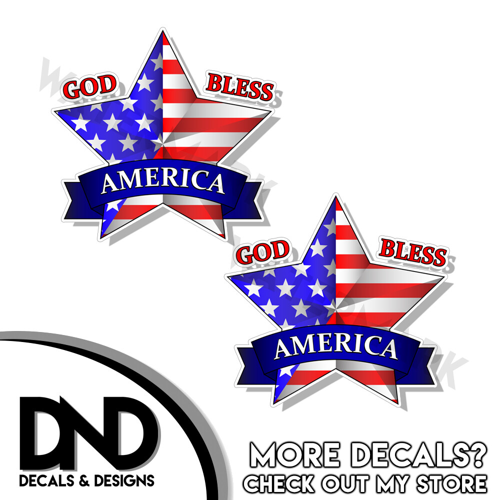 GOD BLESS AMERICA Decal Sticker Window Vinyl Bumper Patriotic Love 3" – 10 PACK
