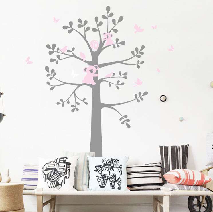 Koala butterfly bird tree sticker wall Decal Removable Art Vinyl Large kids Nurs