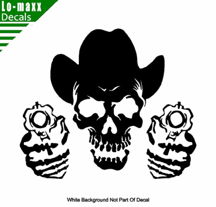 Cowboy Skull And Guns Western Country Car Truck SUV Quality Die Cut Vinyl Decal