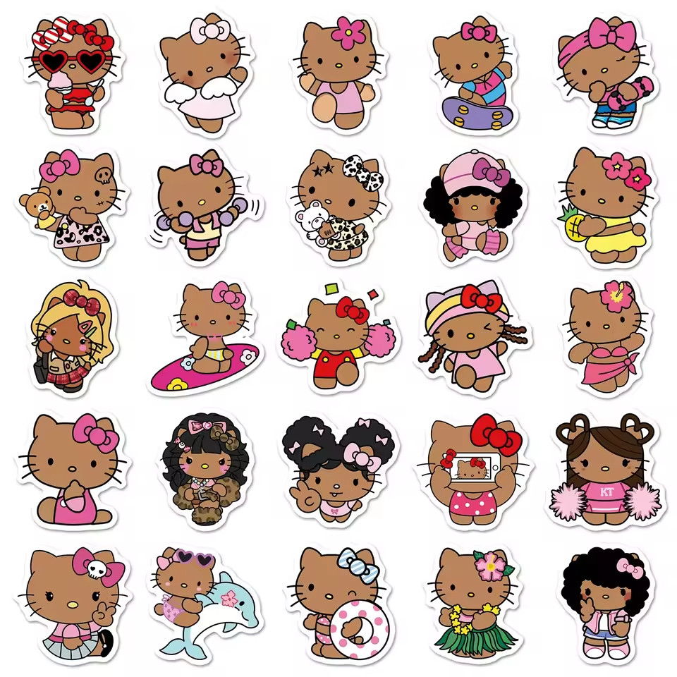 50 HAWAII TANNED HELLO KITTY Stickers, For-Phone, Water Bottle, Laptop, Locker