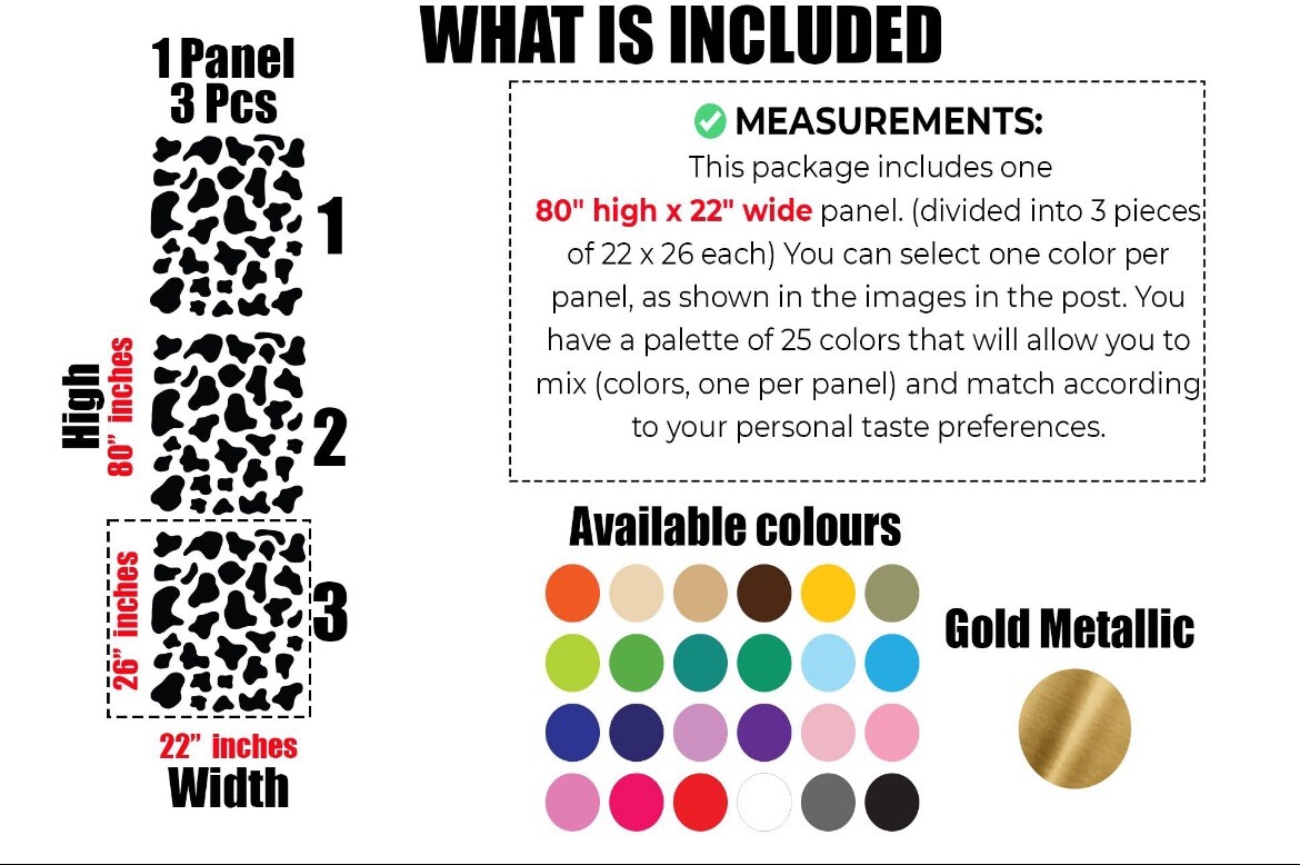 Cow Spots Wall Decals | 80" x 22" Peel and Stick Decor | Cow Print Decals