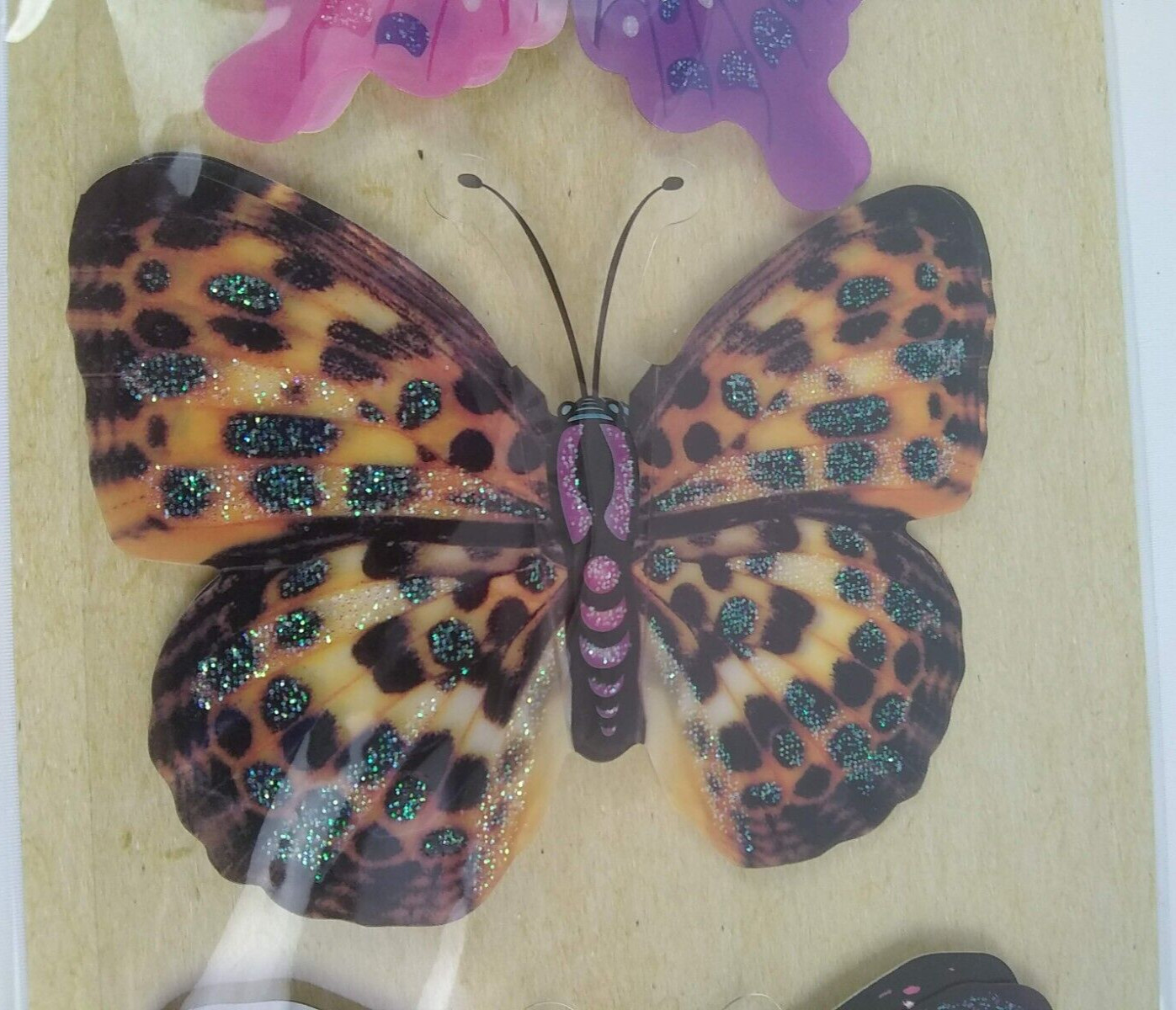 Butterflies Pop-Up Stickers Crafter's Square 4 pc Colorful 3D Butterfly Glitter
