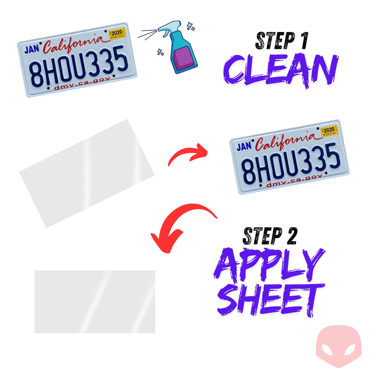 Black LEGACY Reflective California Plate Wrap DIY Kit