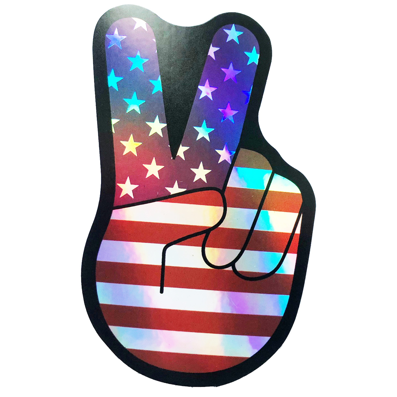 Shiny United States of America Peace Sign With Hand Flag Sticker 3 Inch Decal