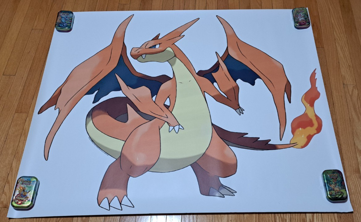 Pokemon Mega Charizard Y Wall Vinyl Decal 50"X41" Mega Evolution Marketing Kit