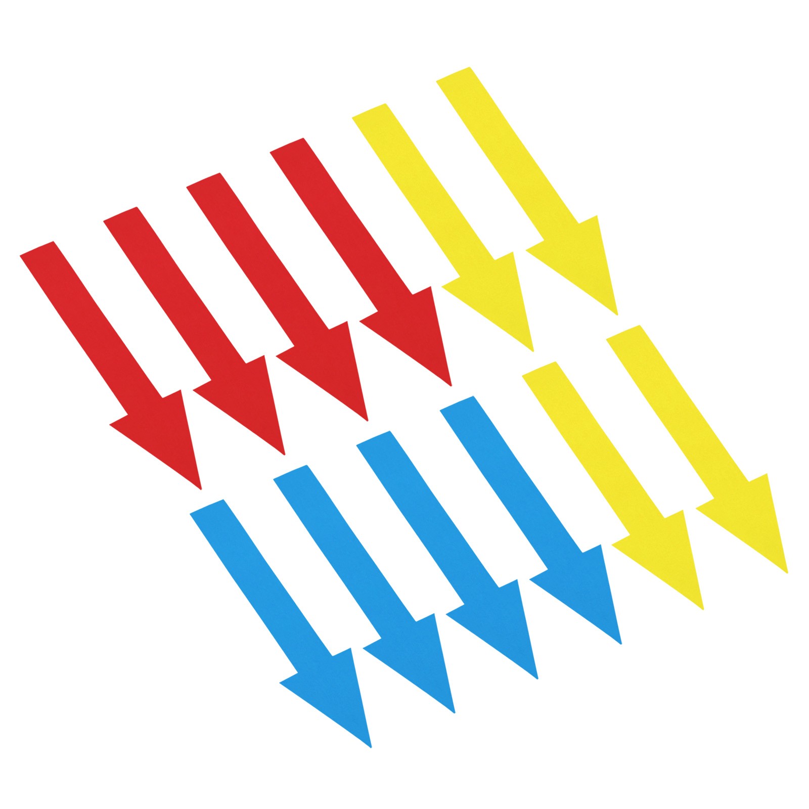Directional Arrow Sticker, 36 Pack PVC Removable Self Adhesive, Red/Blue/Yellow