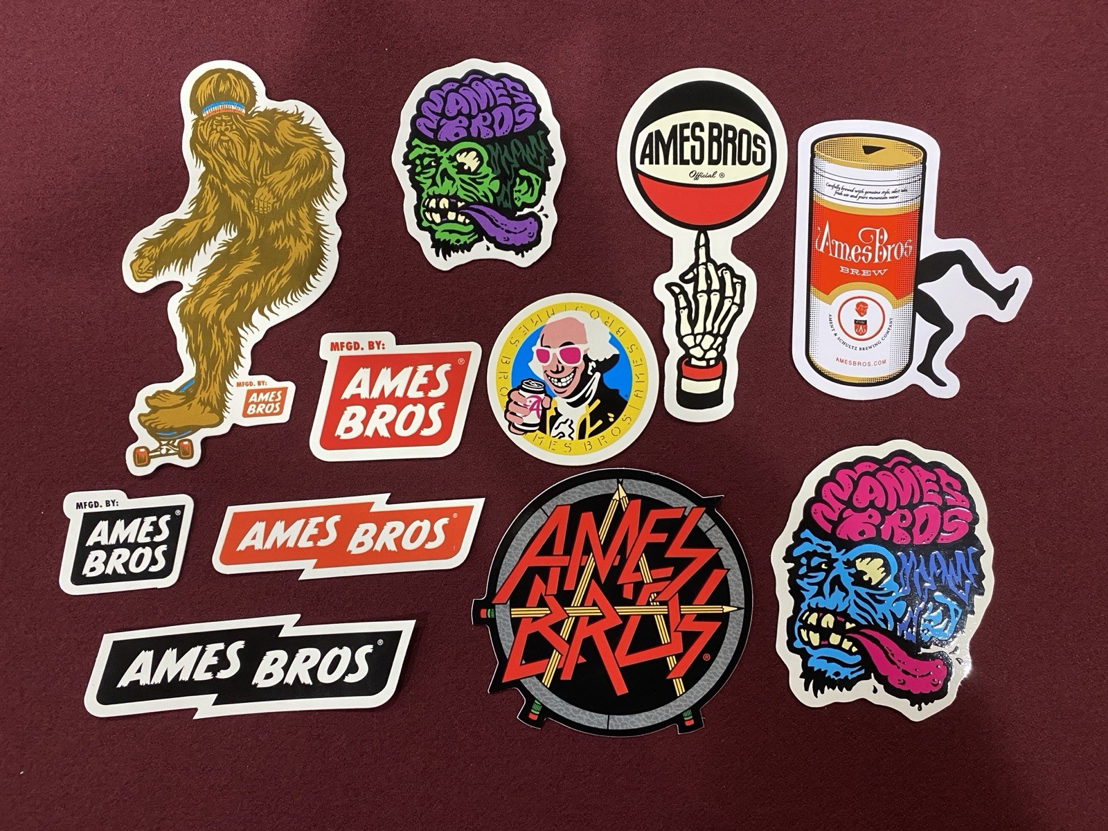Ames Bros Collection of 11 Stickers – New/Unused – Pearl Jam