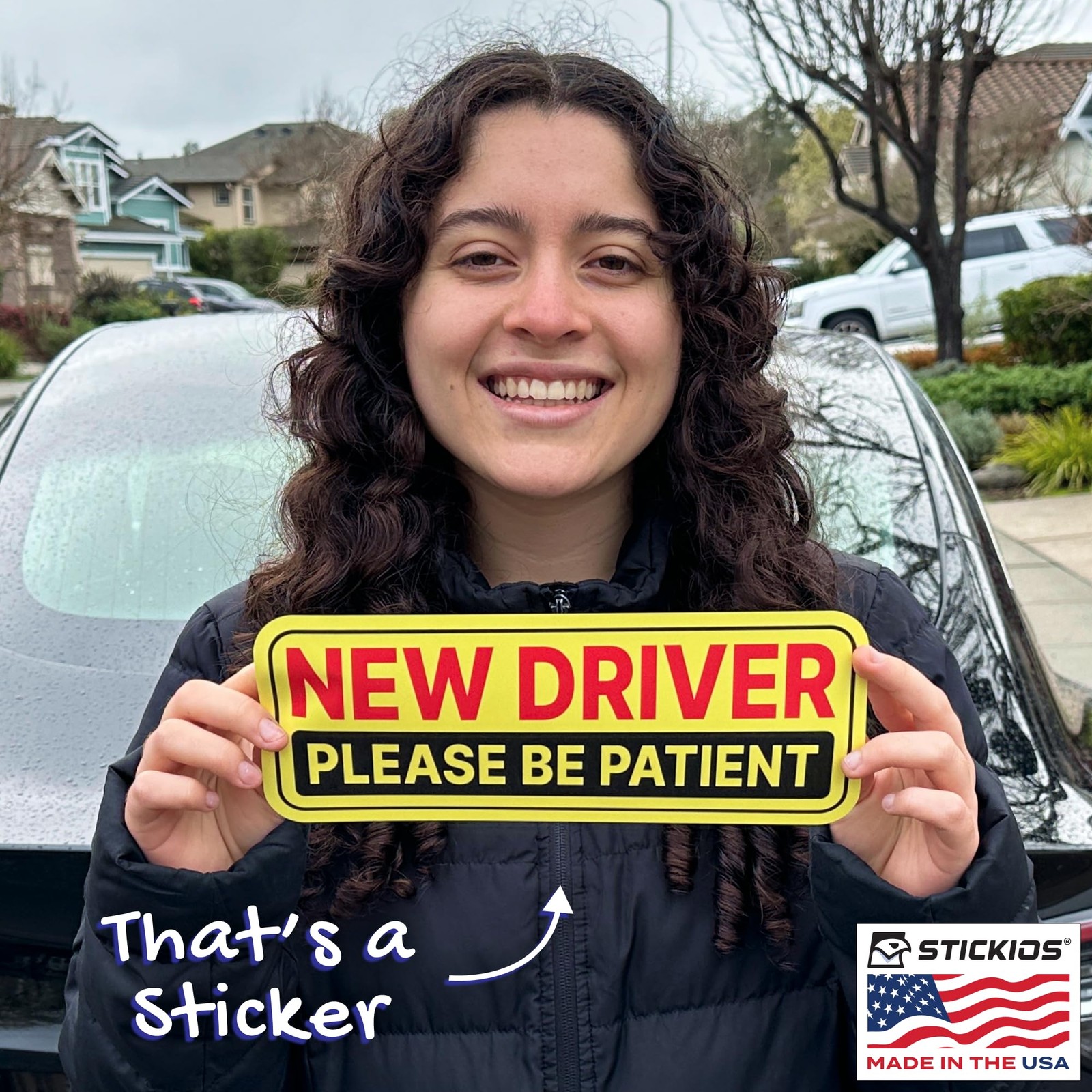 New Driver Sticker Non Magnetic Vinyl Removable 10.75in x 4in 2Pcs Car Window