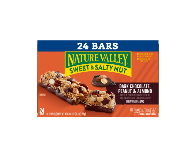 Nature Valley Sweet and Salty Nut Bars and Dark Chocolate Peanut Almond 24 Bars.