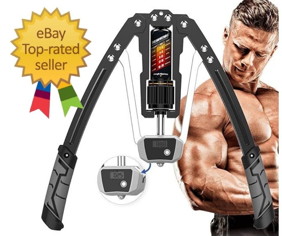 Hydraulic Adjustable Arm Exerciser: 22-440lbs Strength Trainer with LCD Display